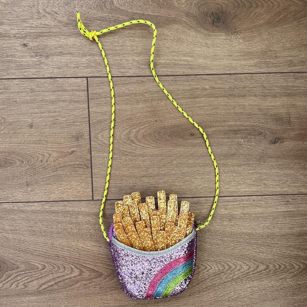 Crewcuts Glittery French Fries Bag - Purple and Gold
